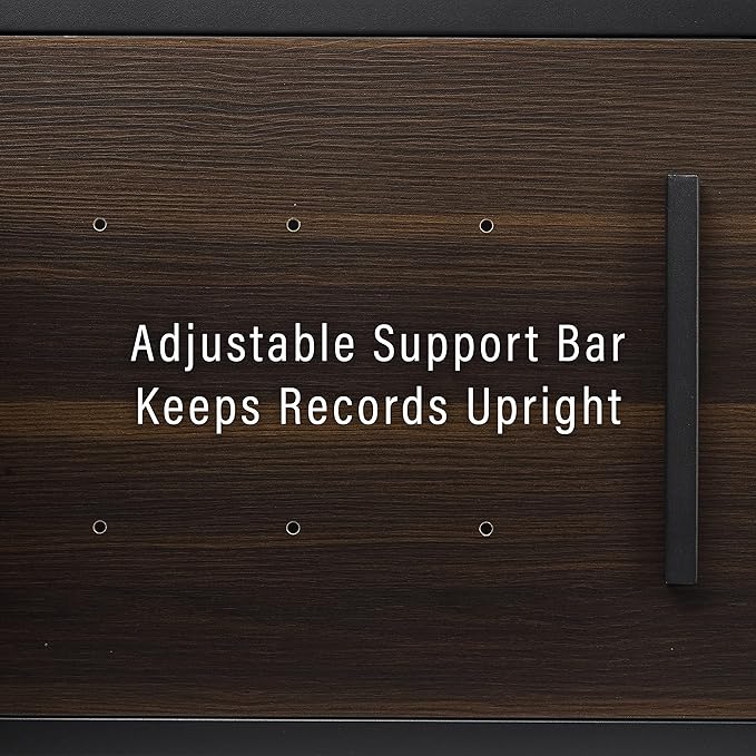 Crosley Furniture Provo Console Record Player Stand with Storage for Vinyl Records, Matte Black/Brown