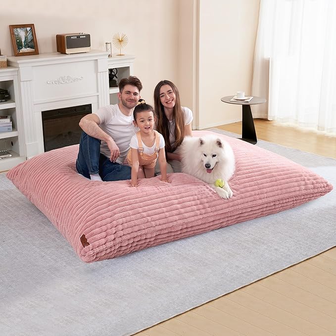 HABUTWAY 4-in-1 Bean Bag Chair, Convertible Chair with High-Density Memory Foam Filling & Machine Washable Cover, Giant Bean Bag Chair for Adults (Pink)