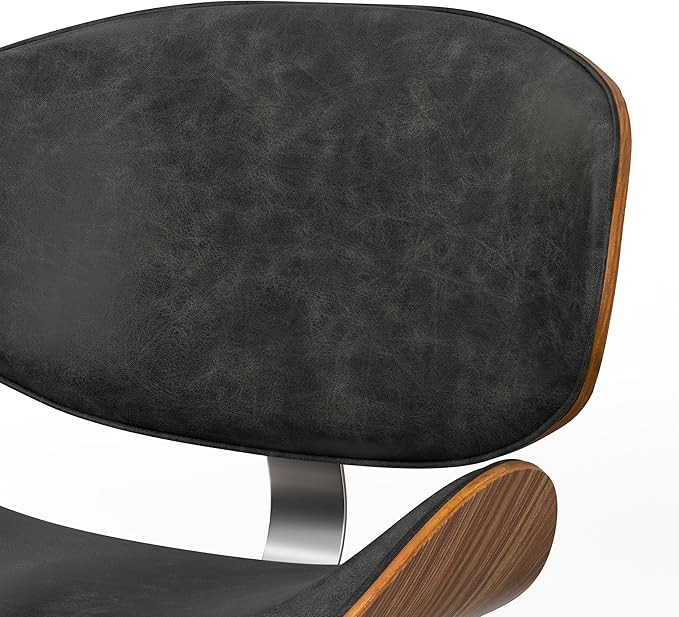 SIMPLIHOME Marana Dining Chair in Distressed Slate Grey Vegan Leather, 20.7 x 21.3 x 29.3 inches, Bentwood Backrest with Contoured Seat for Dining Room or Kitchen