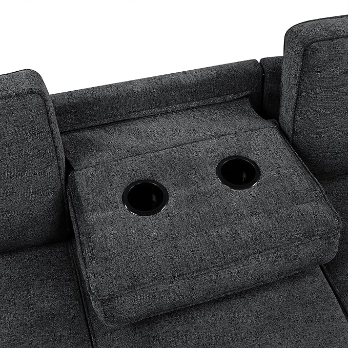 126" Extra Large Pull-Out Sofa Bed with Drop-Down Cup Holder Tables,L-Shaped Sectional Couch W/Charging Device,Convenient Sleeper Furniture Set for LivingRoom Apartment,Beige Chenille