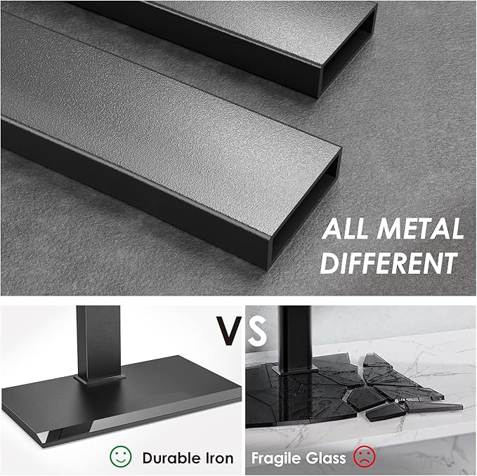 FITUEYES Floor TV Stand Iron Base with Swivel Mount for 50-85 Inch Large LCD/LED TVs Adjustable Shelf Tall Corner TV Stands for Bedroom and Living Room Hold Up to 110 lbs Black