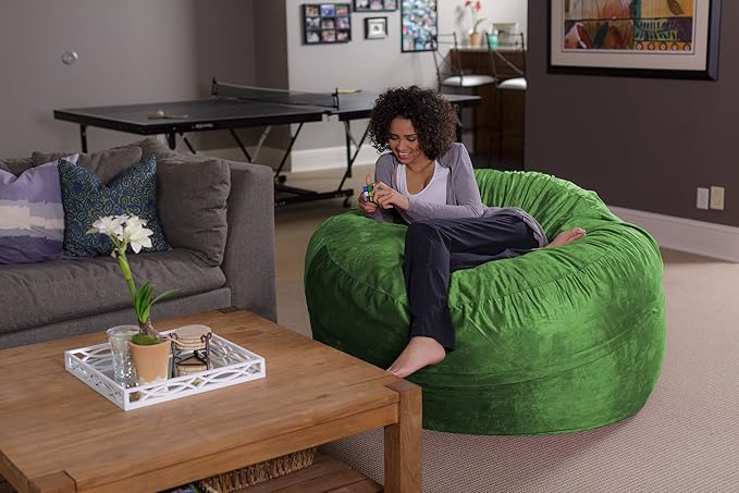 Sofa Sack Bean Bag Chair - Plush, Ultra Soft - Memory Foam Bean Bag Chair with Microsuede Cover - Stuffed Foam Filled Furniture and Accessories for Dorm Room 5 Feet - Lime