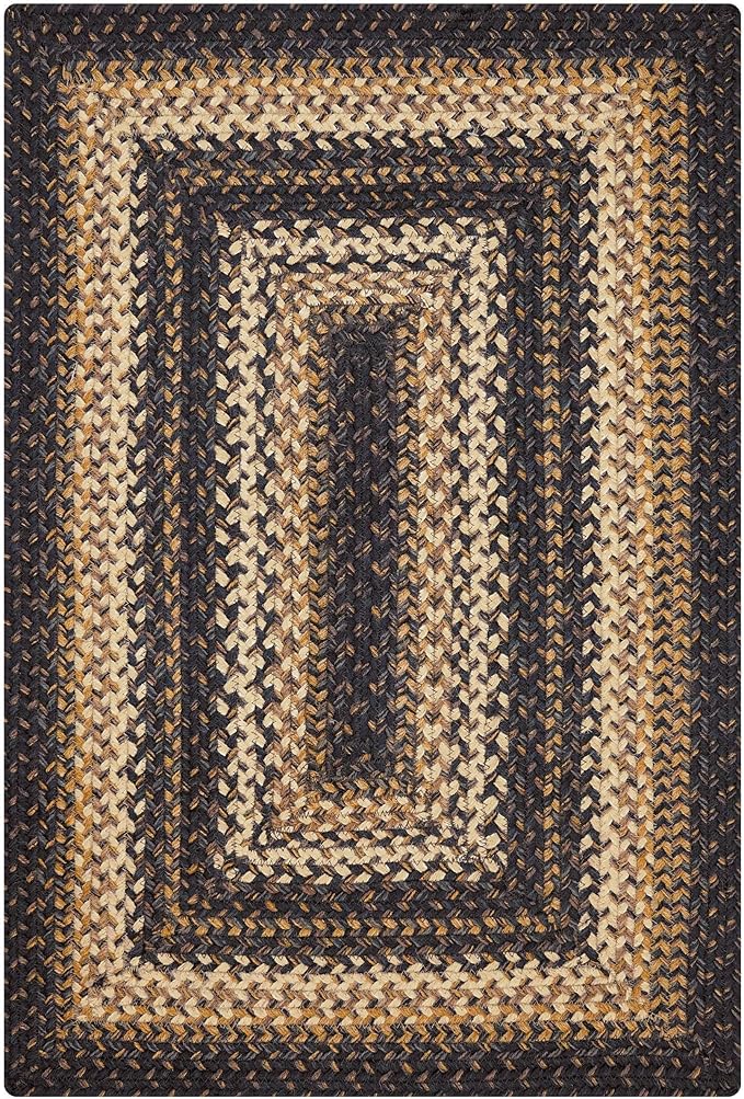 Homespice 27x45” Black Rect. Braided Rug. Kilimanjaro Black Jute Rug. Uses- Entryway, Kitchen Rugs, Bathroom Rugs. Reversible, Rustic, Country, Primitive, Farmhouse Decor Rug