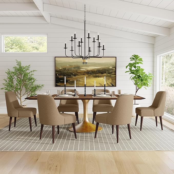 HomePop Home Decor | Upholstered Hemet Gayle Side Dining Chair | Decorative Home Furniture, Brown Boucle (Single Pack)