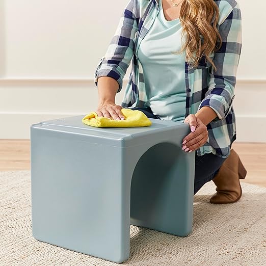 ECR4Kids Tri-Me Table and Cube Chair Set, Multipurpose Furniture, Powder Blue, 3-Piece