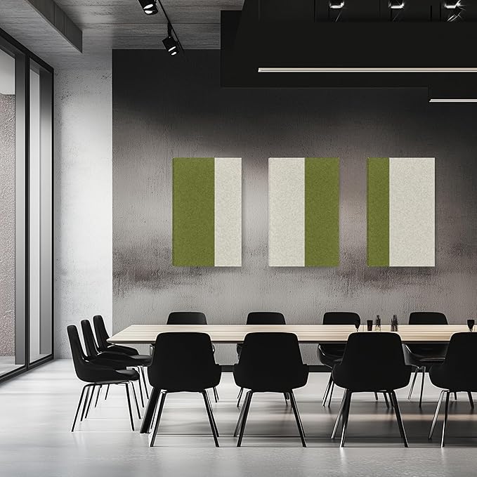 3-Pack Stitched Fabric Acoustic Panels Sound Absorbing,3-Piece 35.5x23.6 Inches Sound Proof Foam Panels for Walls,Sound Dampening Wall Panels for Home,Office.Green and Light Gray