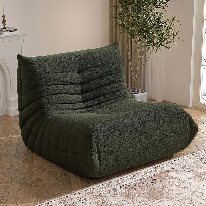 Fireside Bean Bag Sofa - Large Bean Bag Chair for Adults & Teens, High Density Comfortable Foam, Memory Foam for Living Room, Bedroom (Green)