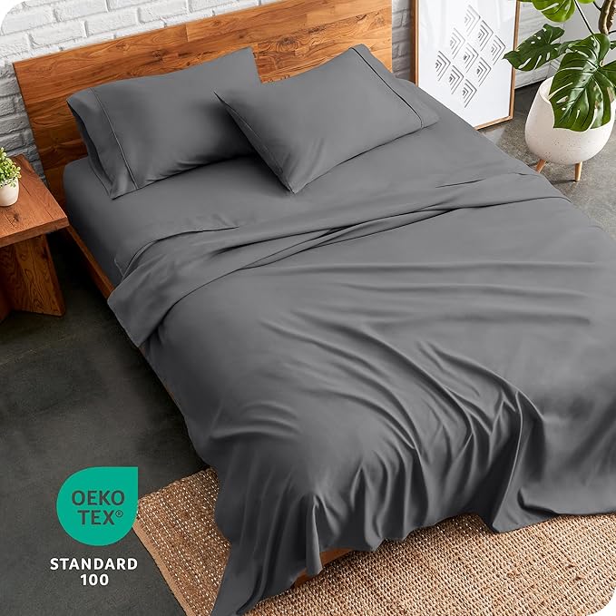 Bare Home Full XL Sheet Set - Luxury 1800 Ultra-Soft Microfiber Full Extra Long Bed Sheets - Double Brushed - Deep Pockets - Easy Fit - 4 Piece Set - Bedding Sheets & Pillowcases (Full XL, Grey)