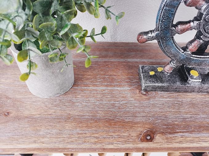 Pipe Industrial Shelves, Wall Mounted Wood Metal Ladder Rustic Bookshelf (Weathered Brown, 6 Tier - 10" D x 30" W x 82.5" H)