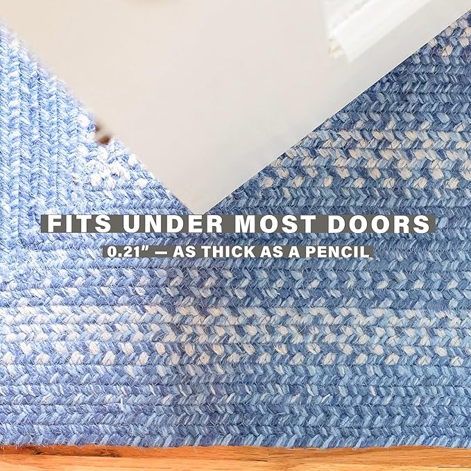 Homespice Denim Jute Blue Braided Rugs 5x8' Oval for Living Room, Bedroom Rug and Dining Room. Pet Friendly. Decor Styles- Farmhouse Rug, Rustic, Vintage, Cottage, Primitive, Country, Boho Rug
