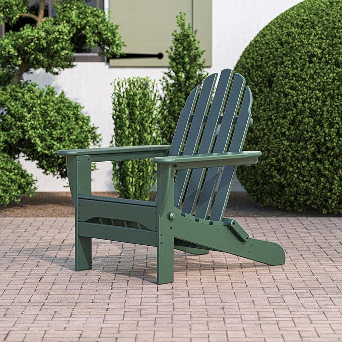 POLYWOOD AD5030GR Classic Folding Adirondack Chair, 38.5" x 31.25" x 33.5", Green