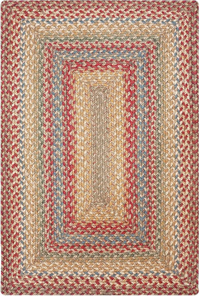 Homespice Azalea Multi Color Rectangle Braided Rug, Jute, 2x3' - Perfect Country Primitive Decor for Kitchen, Bathroom, Everywhere