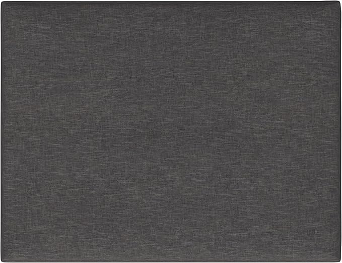 SIMPLIHOME Owen 34 inch Wide Mid Century Modern Rectangle Coffee Table Storage Ottoman in Slate Grey Linen Look Fabric, Assembled, For the Living Room, Entryway and Family Room