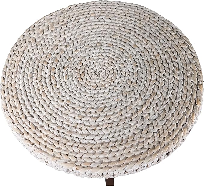 Round Coffee Table,RANDEFURN Seagrass Coffee Tables,Pine Wood X Base Frame Cocktail Table, Easy Assembled, Multiple Sizes for Living Room, Solid Wood Table,32 x 17 Inches,Whitewash