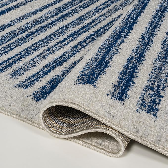 JONATHAN Y Khalil Modern Berber Stripe Cream/Navy Indoor Area Rug, 8x10, Contemporary, Bohemian, Easy-Cleaning for Living Room, Bedroom, Kitchen, Pet Friendly, Non-Shedding (MOH207E-8)