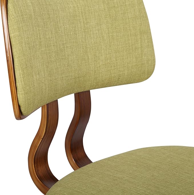 Armen Living Jaguar Mid-Century Dining Chair in Walnut Wood and Green Fabric - Set of 6