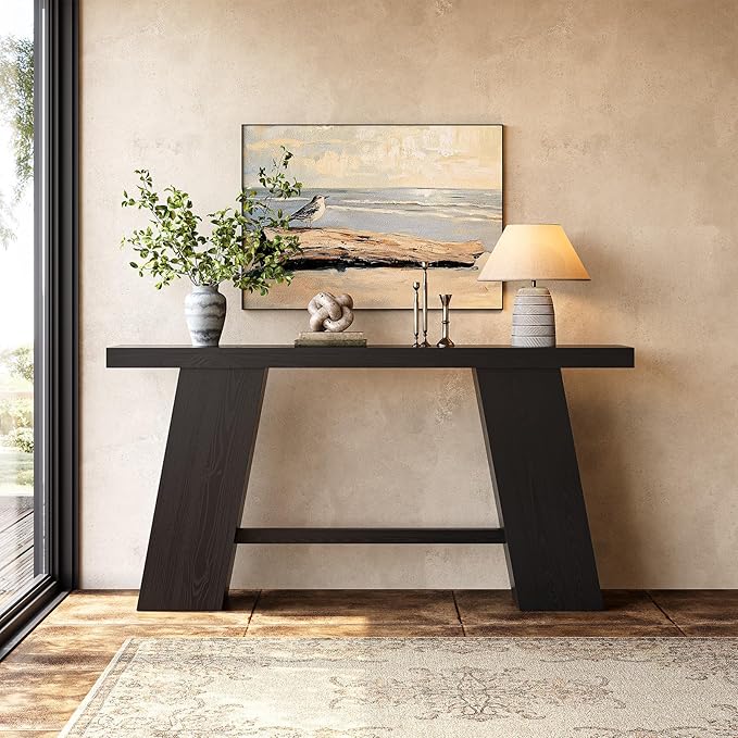 LITTLE TREE 70.8-Inch Long Black Console Table for Entryway, Narrow Modern Sofa Table for Entry, Hallway, Behind Couch, Living Room, Foyer, Entrance, Front Door