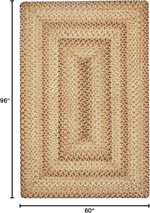 Homespice Cookie Dough Oval Braided Rugs 5x8' - Country Style Jute Brown Rugs for Living Room for Farmhouse Decor