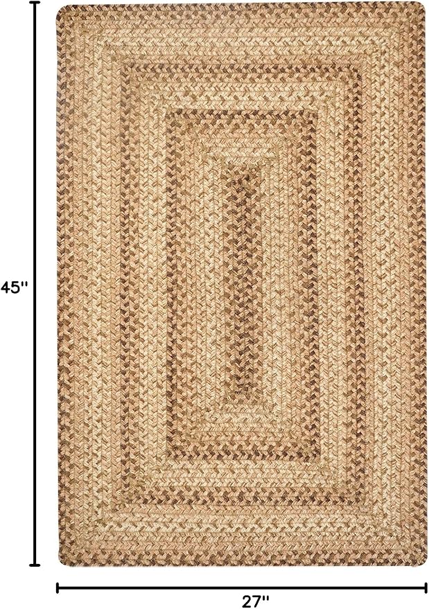 Homespice Cookie Dough Brown Braided Rugs 27x45 - Jute Braided Country Kitchen Rugs for Rustic Decor