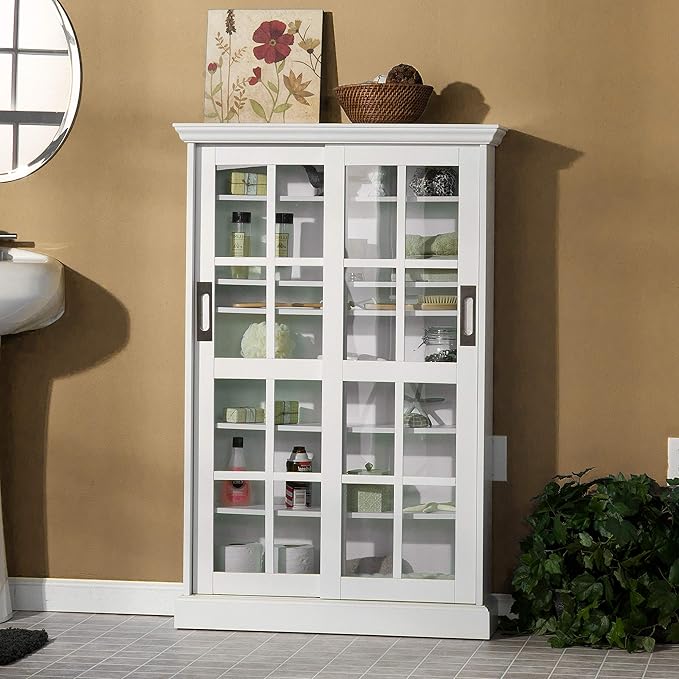 Furniture HotSpot Sliding Door Media Cabinet - White
