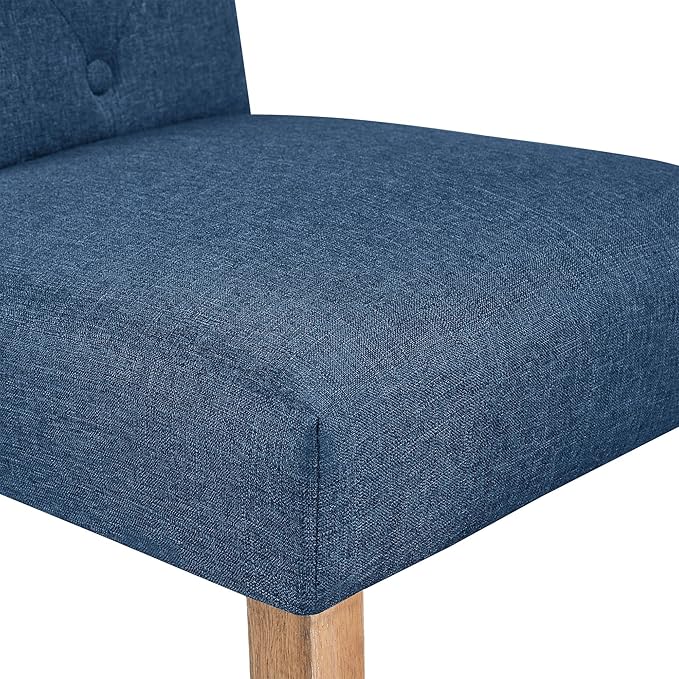 Yaheetech Dining Chairs Set of 6 Fabric Upholstered Dining Room Chairs with Button Tufted High Back and Solid Wood Legs for Kitchen/Living Room/Restaurant, Modern Style, Blue