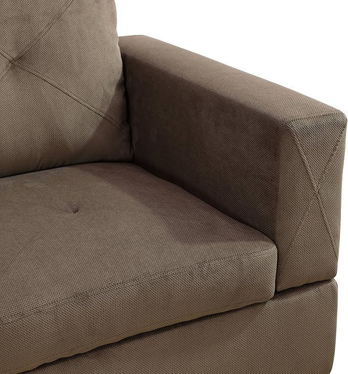 NicBex Sectional Couch 3 Pieces Sofa Set with Left Chaise Corduroy L Shaped Cloud Couch for Living Room Furniture Sets with Storage Ottoman, Modular Sofa for Living Room & Apartment, Brown