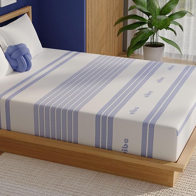 Vibe Gel Memory Foam Mattress, Fiberglass Free 8-Inch CertiPUR-US Certified Bed-in-a-Box, California King, White