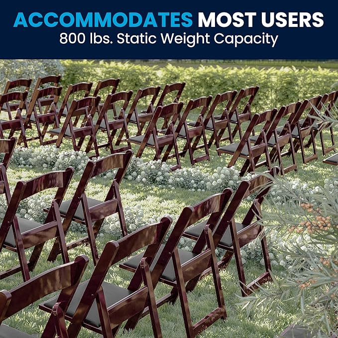 Flash Furniture Hercules Series Folding Chairs for Weddings and Formal Events, Stackable Commercial Event Seats with 1,000-lb. Static Weight Capacity, Set of 4, Red Mahogany