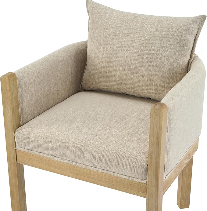 Christopher Knight Home Lucid Linen Upholstered Dining Chairs Set of 2, Rubber Wood Dining Room Chairs, Modern Armchair, Extra Seating for Dining Room, Versatile Indoor Furniture, Beige + Natural