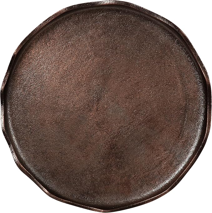 Kate and Laurel Alessia Modern Round Metal Side Table; 15 x 15 x 22; Bronze; Decorative Glam Cast Aluminum End Table with Deckled Edge for Bedroom Nightstand or Living Room Accent