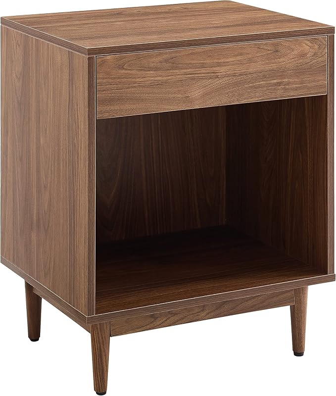Crosley Furniture Liam End Table and Record Player Stand with Storage for Vinyl Records, Walnut