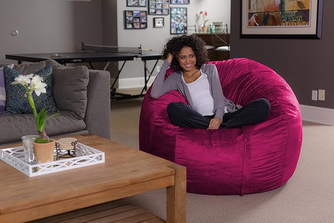 Sofa Sack Bean Bag Chair - Plush, Ultra Soft - Memory Foam Bean Bag Chair with Microsuede Cover - Stuffed Foam Filled Furniture and Accessories for Dorm Room 5 Feet - Magenta