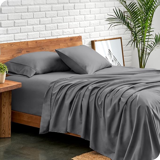 Bare Home Full Sheet Set - Luxury 1800 Ultra-Soft Microfiber Full Bed Sheets - Double Brushed - Deep Pockets - Easy Fit - 4 Piece Set - Bedding Sheets & Pillowcases (Full, Grey)