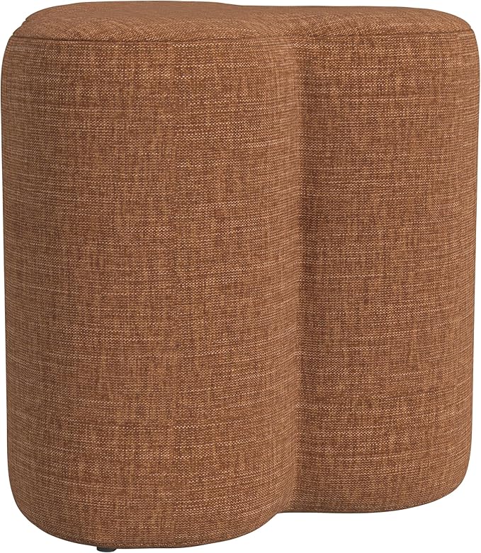 HomePop Upholstered Clover Shaped Ottoman Home Décor|Foot Rest Ottoman - Rust Orange Chenille