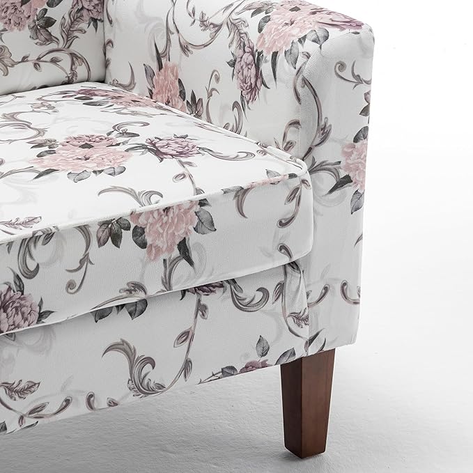 Container Furniture Direct Contemporary Accent Arm Chair with Birch Wood Frame and Velvet Upholstery, Armchair for Office and Living Room Decor, Removable Cushions, 06 Printed Fabric