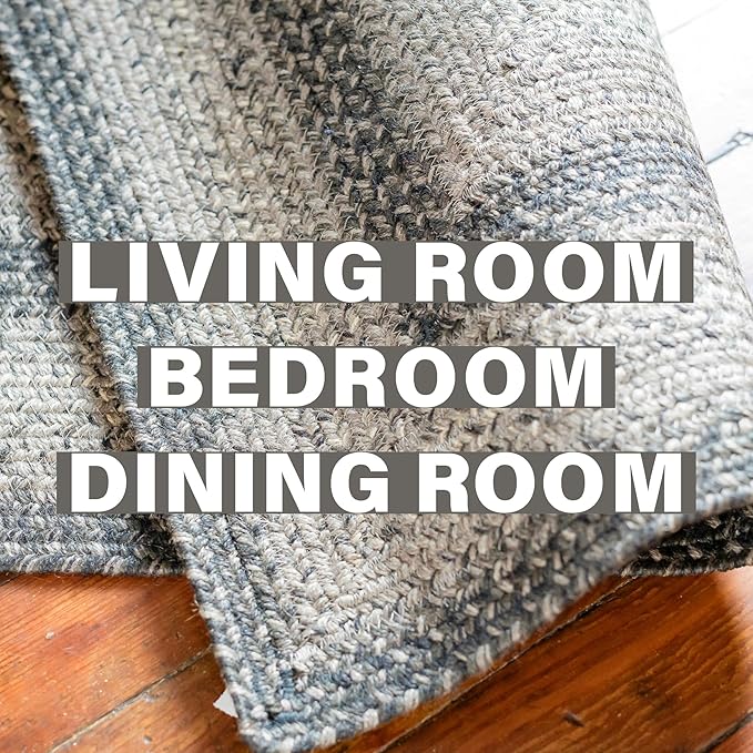 Homespice Flint Hill Oval Braided Rugs 5x8' - Primitive Black and Gray Area Rug for Living Room