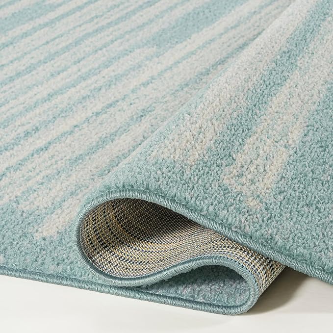 JONATHAN Y Khalil Modern Berber Stripe Turquoise/Cream Indoor Area Rug, 3x5, Contemporary, Bohemian, Easy-Cleaning for Living Room, Bedroom, Kitchen, Pet Friendly, Non-Shedding (MOH207D-3)