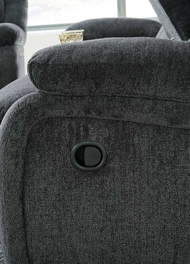 Signature Design by Ashley Draycoll Contemporary Manual Pull Tab Reclining Sofa, Dark Gray