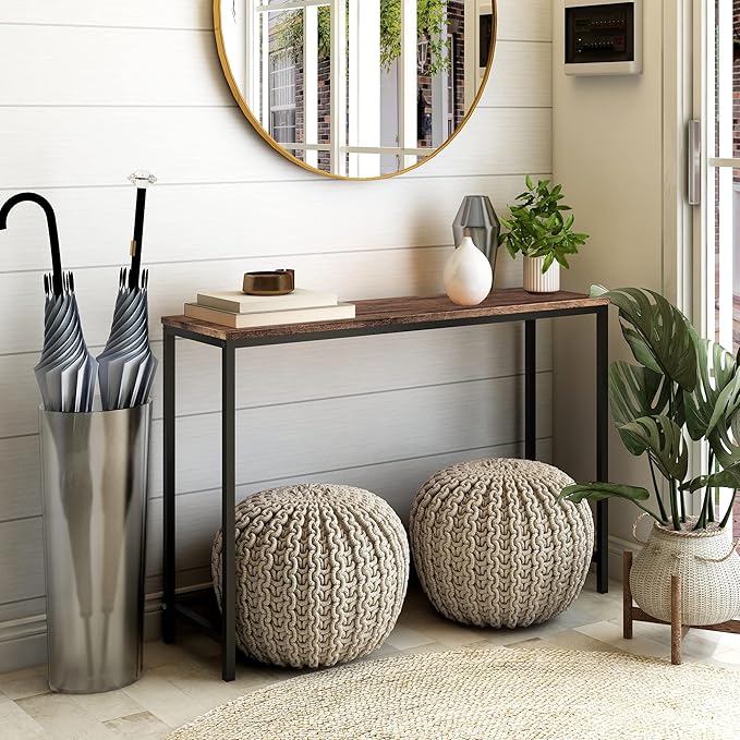 HOMERECOMMEND Rustic Brown Console Table for Entryway, Living Room, Hallway - 41.54" x 11.60" x 27.95"