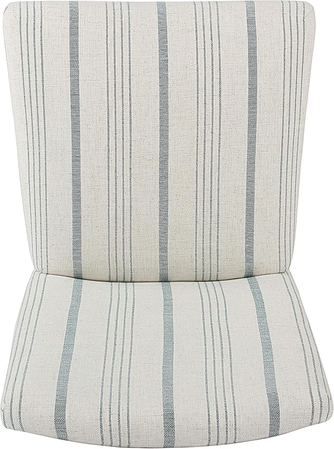 HomePop Parsons Classic Upholstered High Back Curved Top Barstool, 29-inch, Blue Calypso Stripe