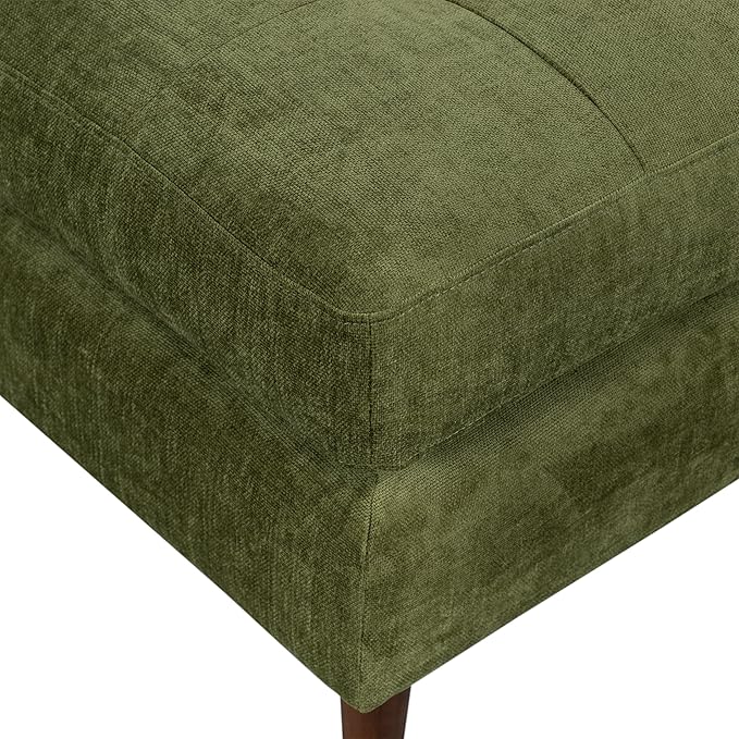 Poly and Bark Napa Velvet Ottoman in Distressed Green