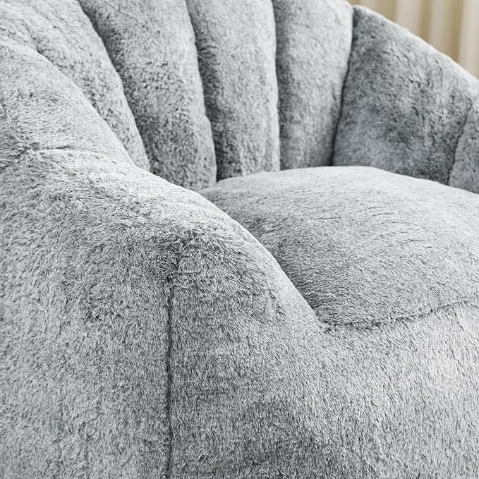 Furniliving Bean Bag Chair, Giant Bean Bag Chair Stuffed Floor Sofa for Adults Comfy Bean Bag Sofa with Back Support, Oversized Bean Bag Couch for Living Room Bedroom Office, Faux Leather, Dark Grey