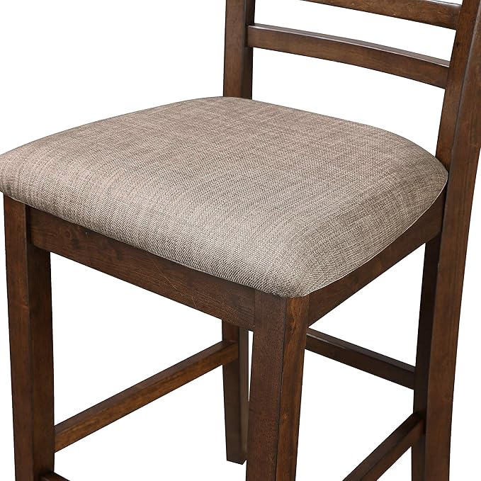 New Classic Furniture Cori 5-Piece Round Counter Set with 1 Dining Table and 4 Chairs, 42-Inch, Cherry Brown