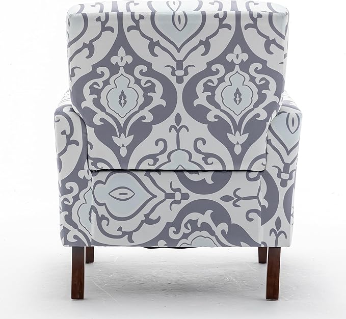Container Furniture Direct Contemporary Accent Arm Chair with Birch Wood Frame and Velvet Upholstery, Armchair for Office and Living Room Decor, Removable Cushions, 05 Printed Fabric