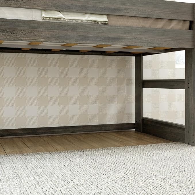 Max & Lily Modern Farmhouse Low Loft Bed, Twin Bed Frame For Kids, Driftwood