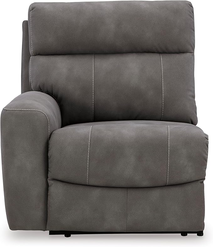 Signature Design by Ashley Next-Gen DuraPella Contemporary Faux Leather Modular Wall Hugger 2-Piece Power Reclining Sectional Loveseat with Adjustable Headrest and USB Ports, Gray