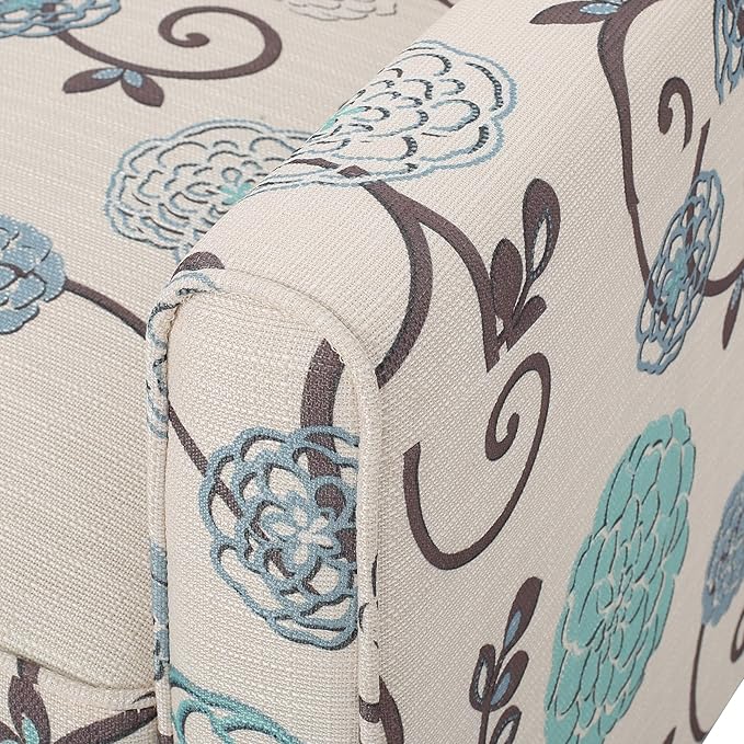 Christopher Knight Home Dufour White and Blue Floral Fabric Recliner 26.75D x 34W x 36.25H in