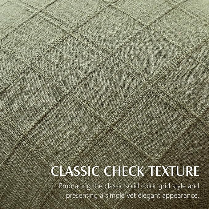 Foindtower Set of 2 Decorative Linen Check Throw Pillow Covers Neutral Farmhouse Vintage Cushion Covers Modern Boho Home Decor for Sofa Chair Couch Bedroom Living Room Outdoor,26×26 Inch,Sage Green