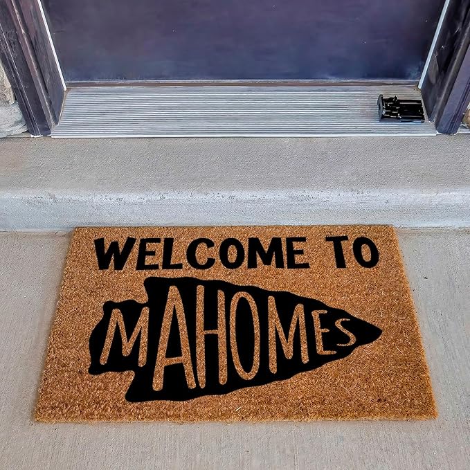 Funny Coir Doormat Welcome to Front Door Entryway Outdoor with Heavy Duty Porch Natural Coconut Brown House Warming Novelty Gift 23.7x15.7 Inch