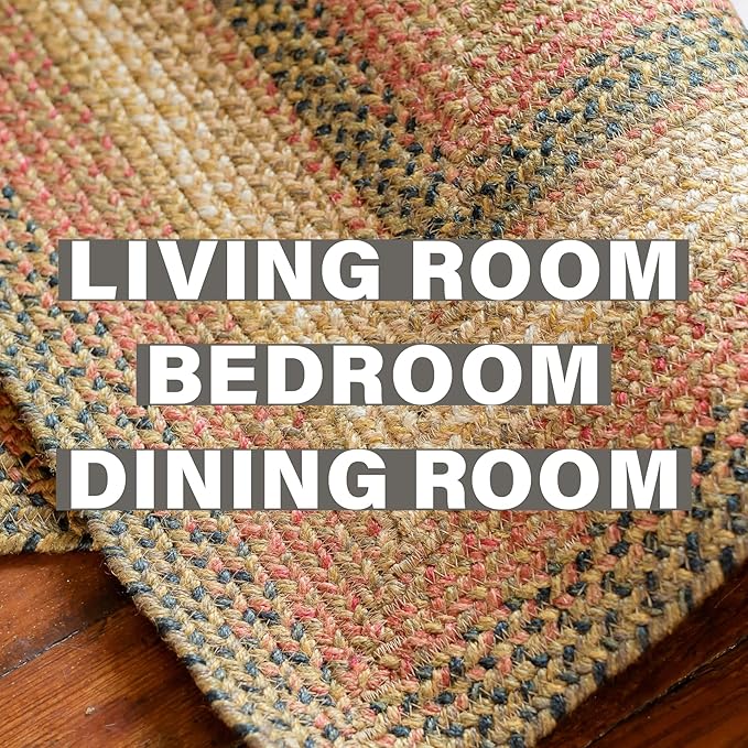 Russet Multicolor Jute Braided Area Rug, 6x9' Rectangle - Warm Country Decor, Perfect for Living Rooms and Dining Rooms - Pet Friendly and Easy to Clean